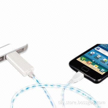 Wholesale Visible flash micro USB cable for Samsung Galaxy 4/S3/HTC data light cable